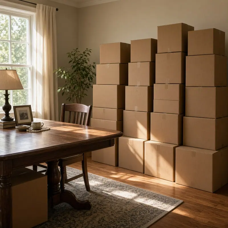 Boxes packed during an estate cleanout