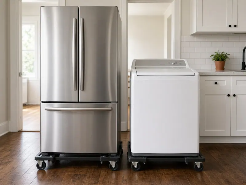 A refrigerator and washer ready for removal