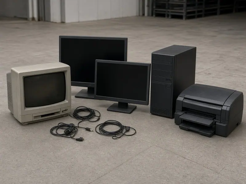 Old televisions and computers gathered for recycling
