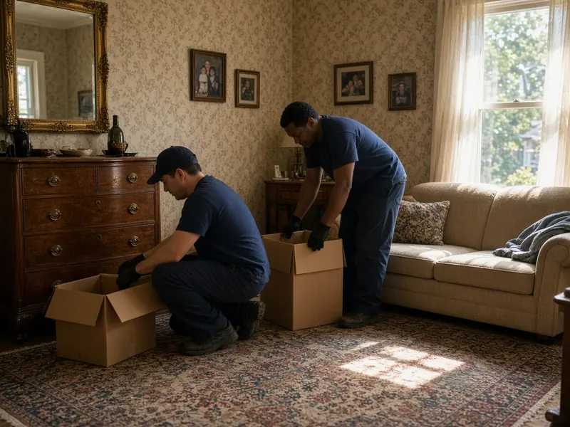A living room during an estate cleanout